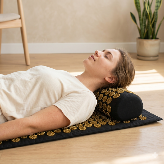 Acupressure mat set with pillow for relaxation